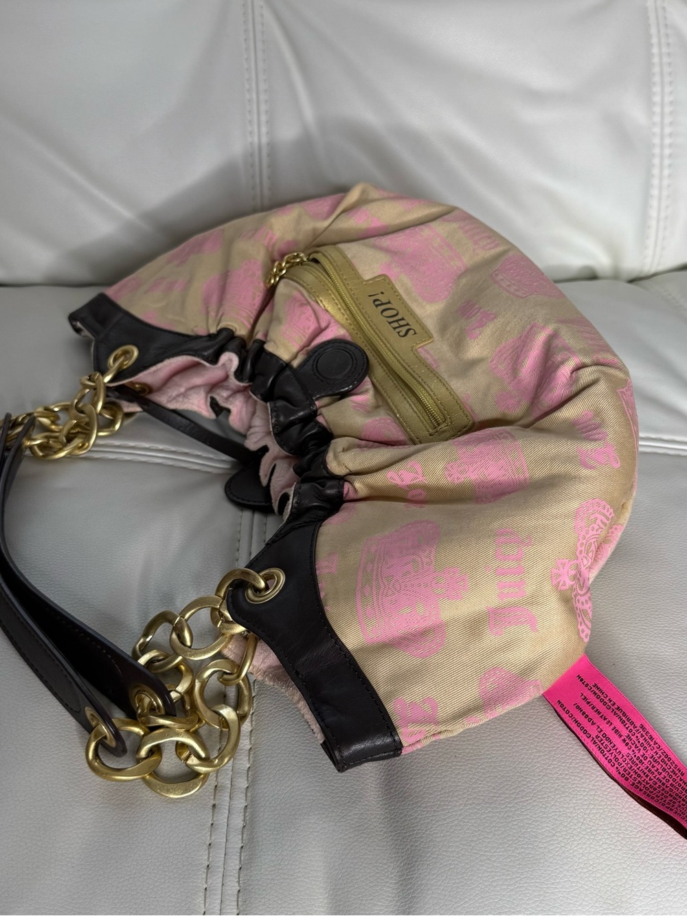 Juicy Couture Pink 'Juicy Royal' Embroidered Shoulder Bag with Gold Hardware - Picture 6 of 16